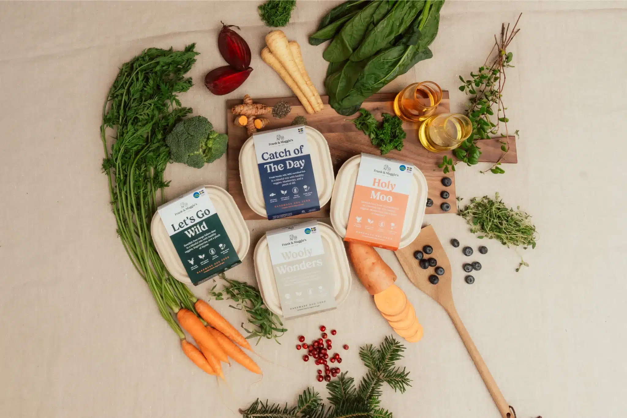 Frank & Maggie´s måltider med ingredienser och råvaror runt